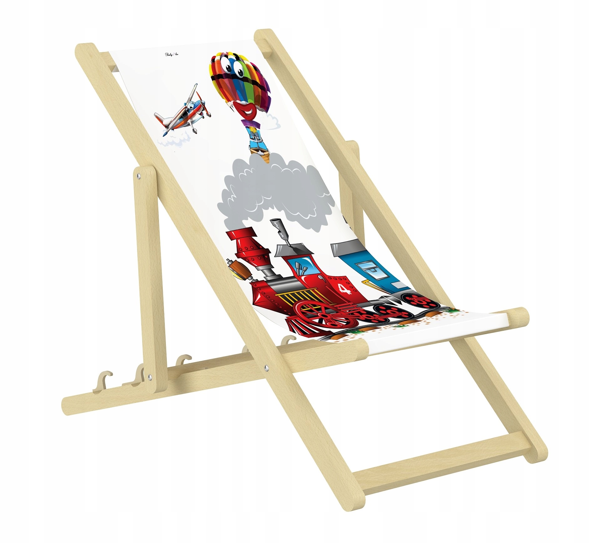 LEŻAK DZIECIĘCY dla dzieci OGRODOWY PLAŻOWY 1+2 grafiki drewniany Długość 78 cm