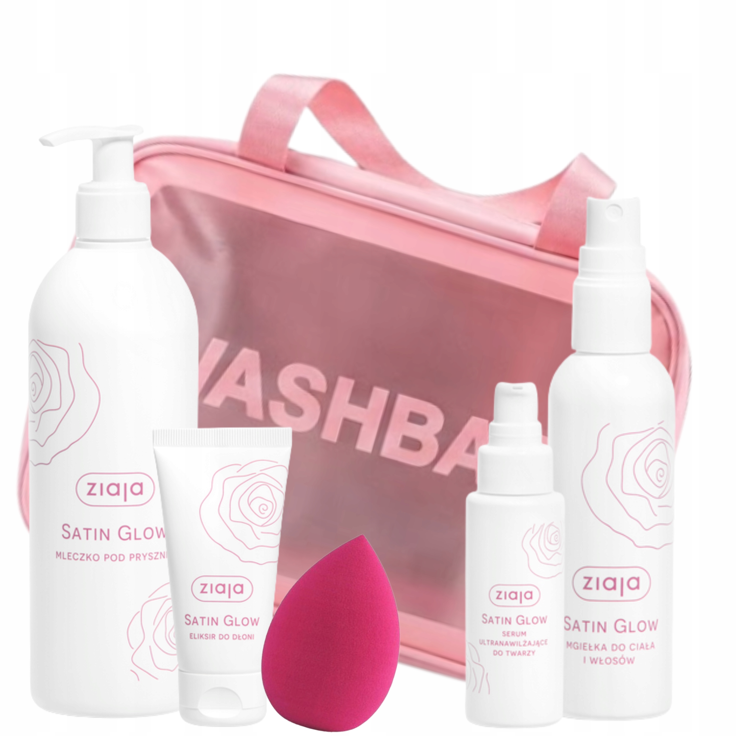 zestaw kosmetyków damskich Satin Glow duża kosmetyczka