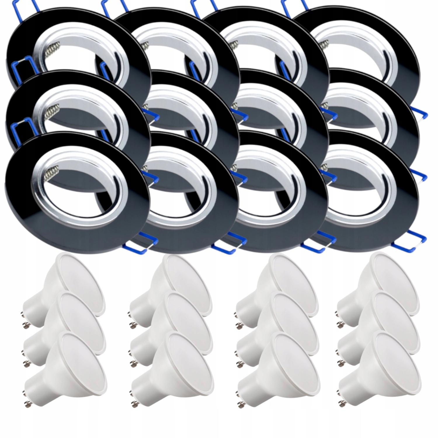 12x Černá Skleněná Stropní Lampa Halogenová Objímka Led Žárovky 7W