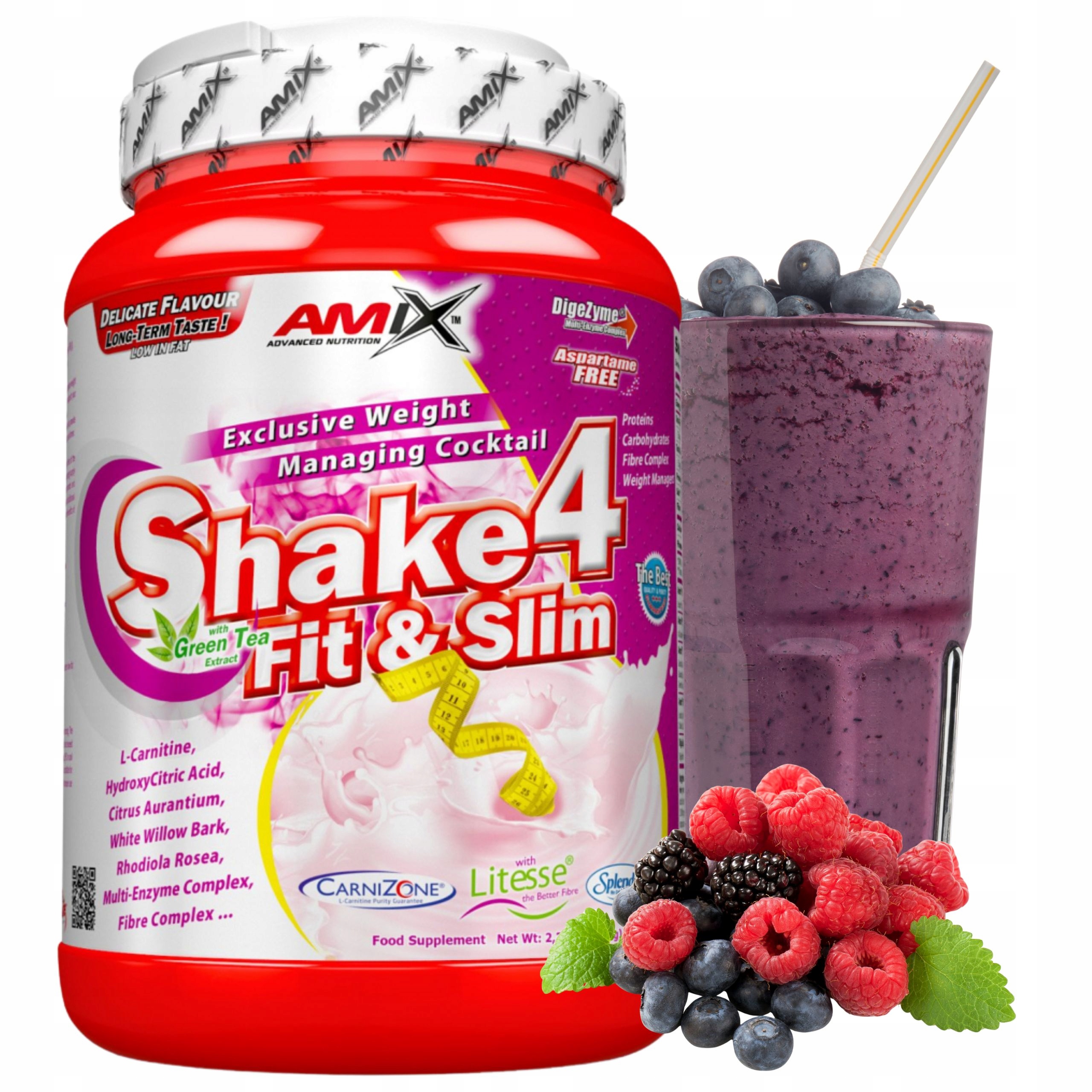 Náhradní jídlo Koktejl na hubnutí Amix Shake 4 Slim Ovocný 1 kg