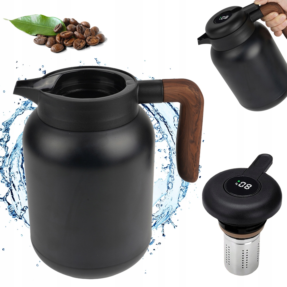 Termosový Džbán S Displejem Teploty 1.5 L, Izolovaná Nerezová Ocel