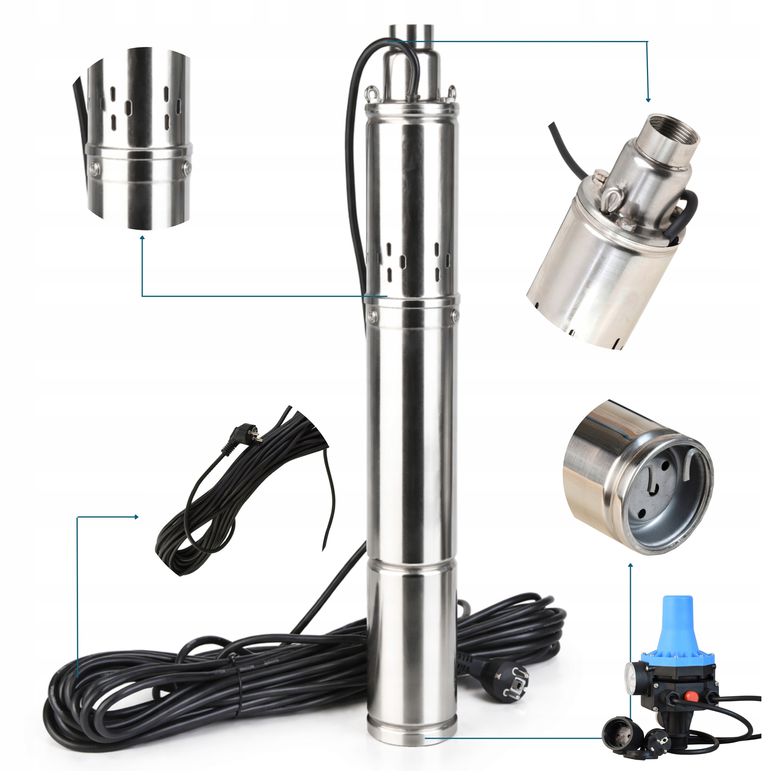 Elektrická Ponorná Pumpa 3 Palce 1800 l/h 250 W Na Vodu Ovládač Csk 31