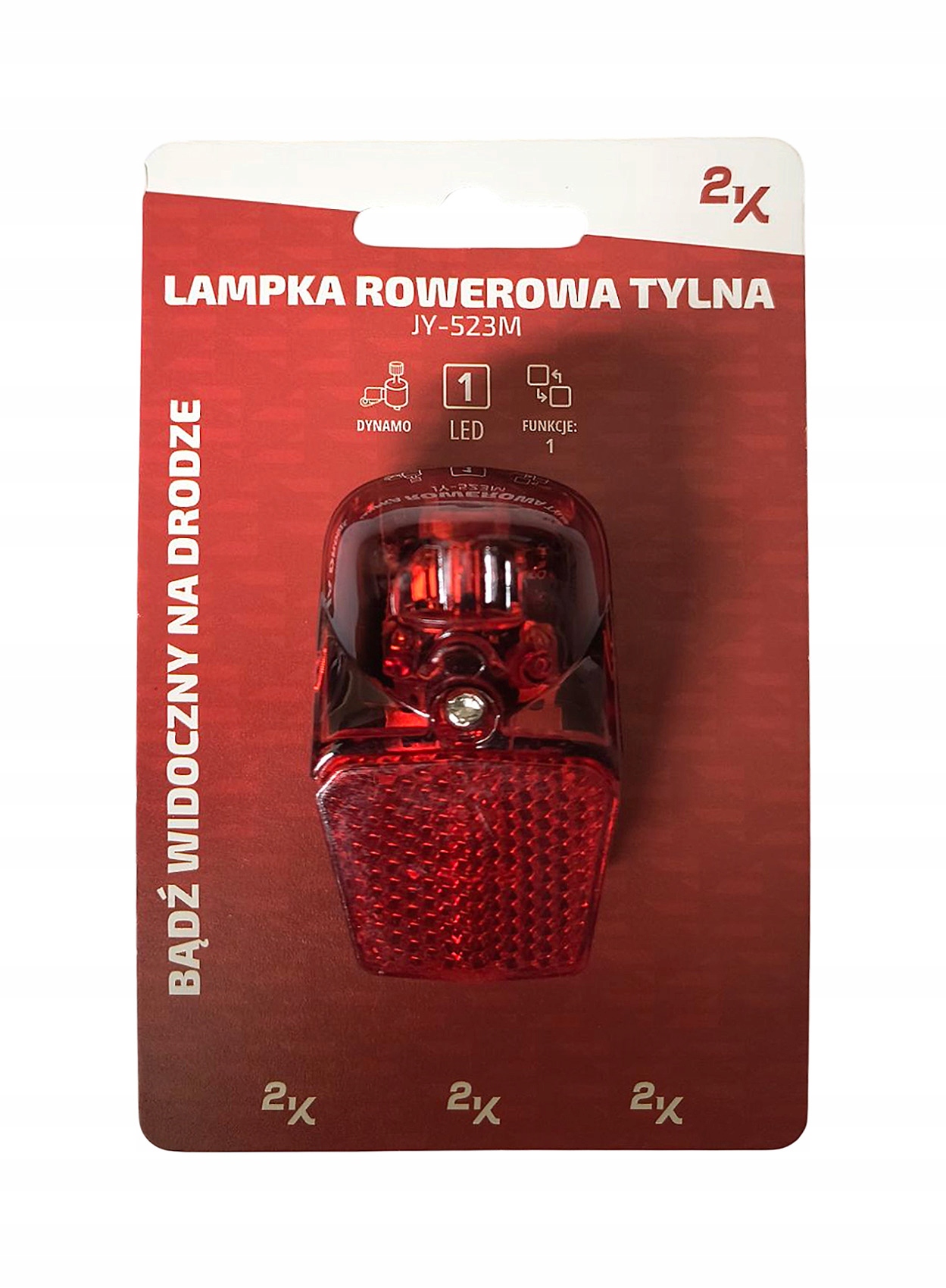 Lampka Rowerowa 2K Tył JY-523M na błotnik, 6V-0,6W,podtrzymanie