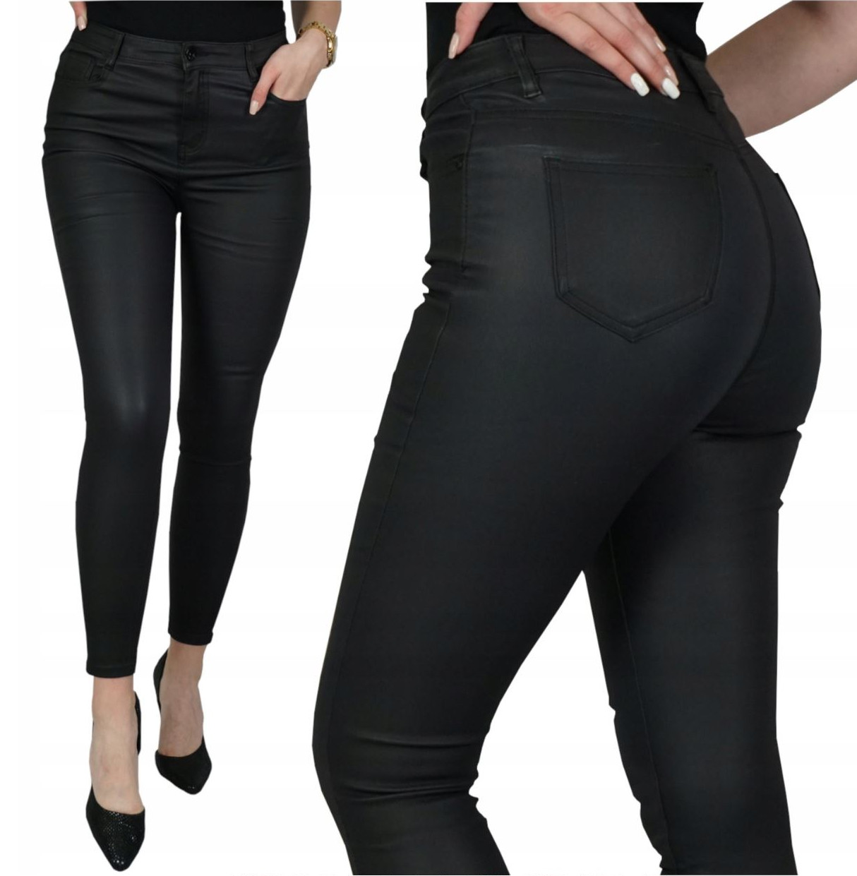 DAMSKIE SPODNIE WOSKOWANE SKÓRA MATOWE MODELUJĄCE GOODIES KLASYCZNE 42