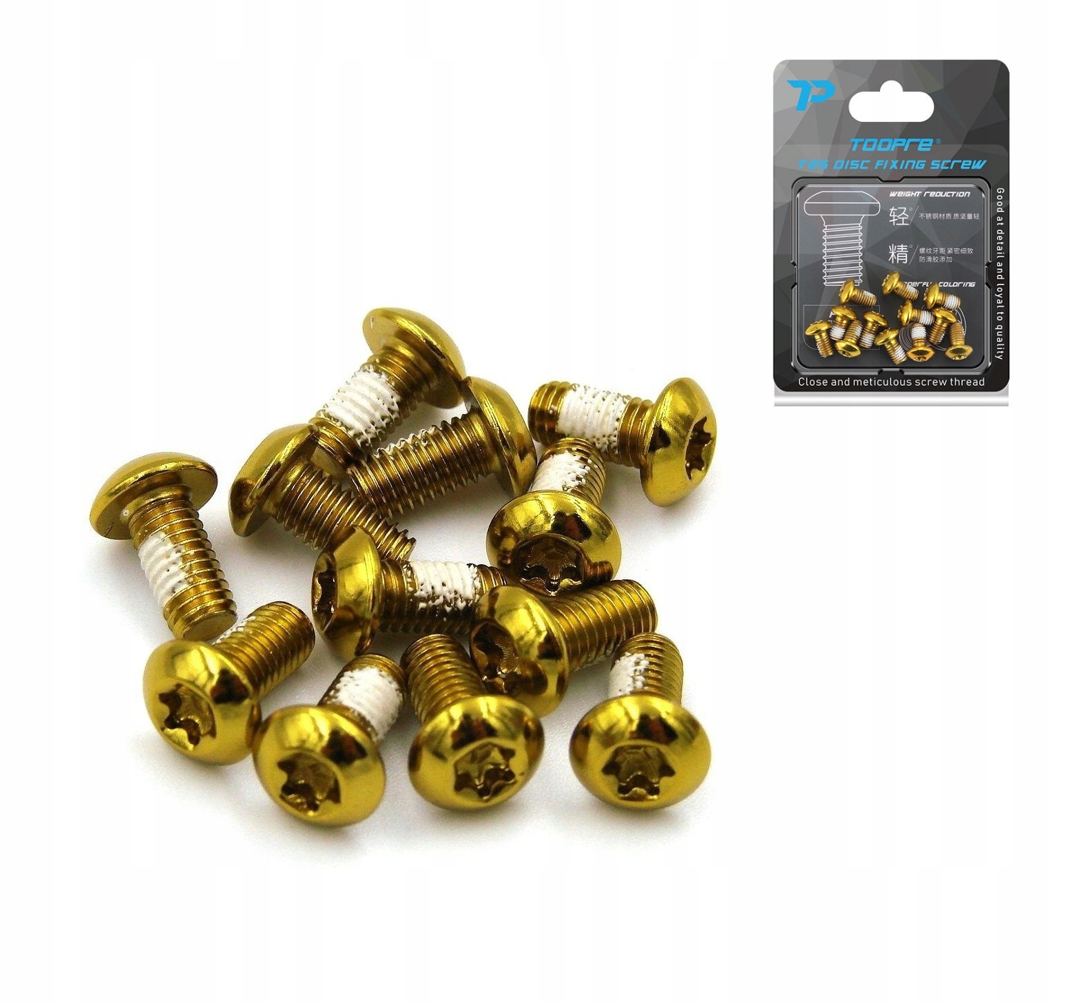 Toopre 12szt śrub do tarcz hamulcowych M5*10mm Złote