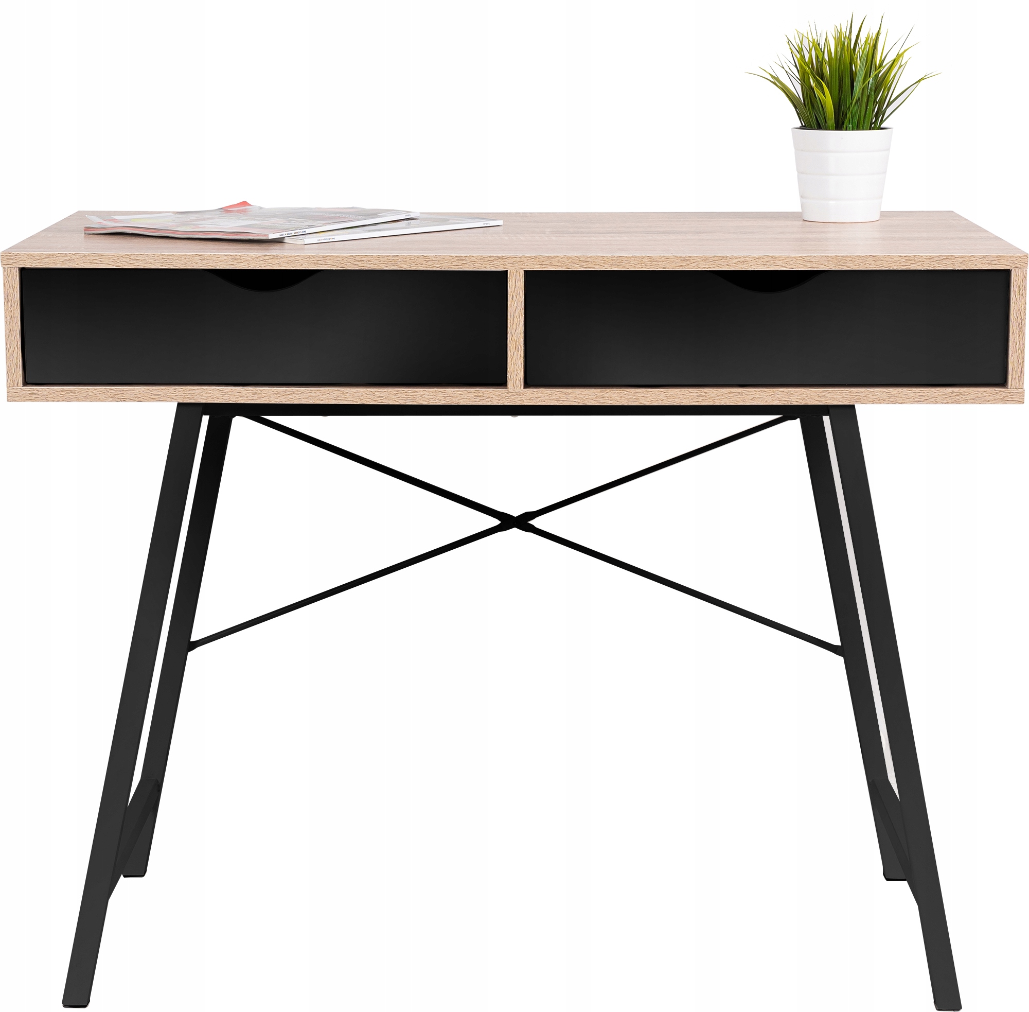 

Biurko Styl Skandynawski Szuflady Black/dąb Sanoma