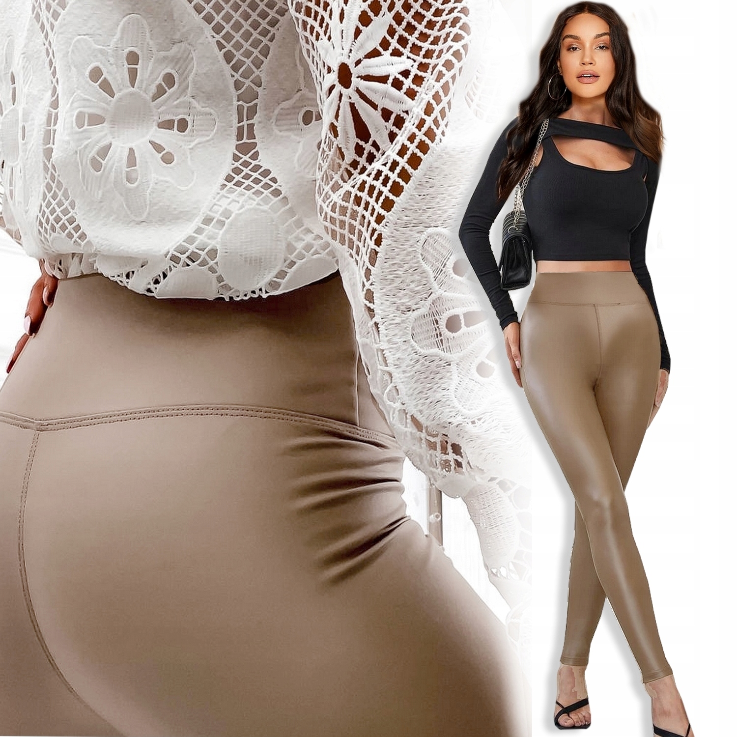 

Legginsy Skórzane Woskowane Modelujące Slim #L/XL