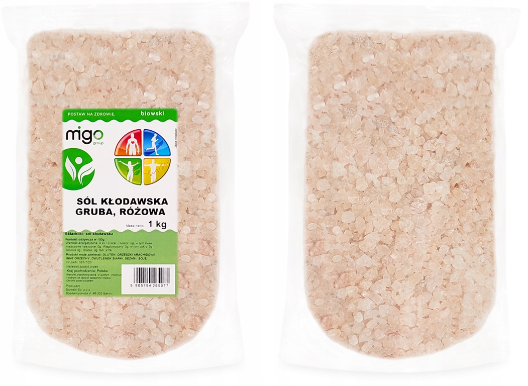 SÓL KŁODAWSKA, kamienna, RÓŻOWA GRUBA - 1kg Waga 1000 g