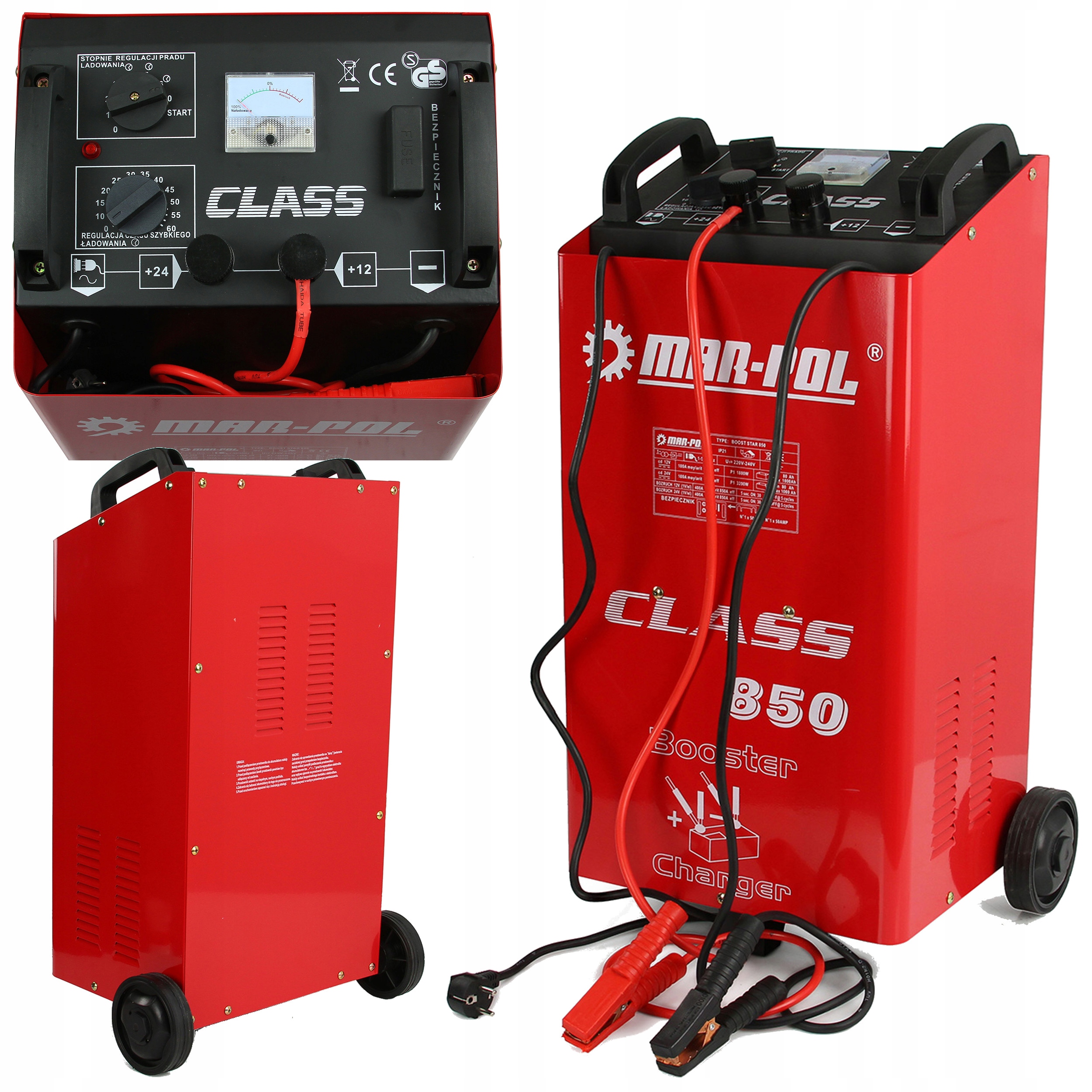 Prostownik z rozruchem MAR-POL 12/24V 150-1000Ah 400/850A LCD Class 850A