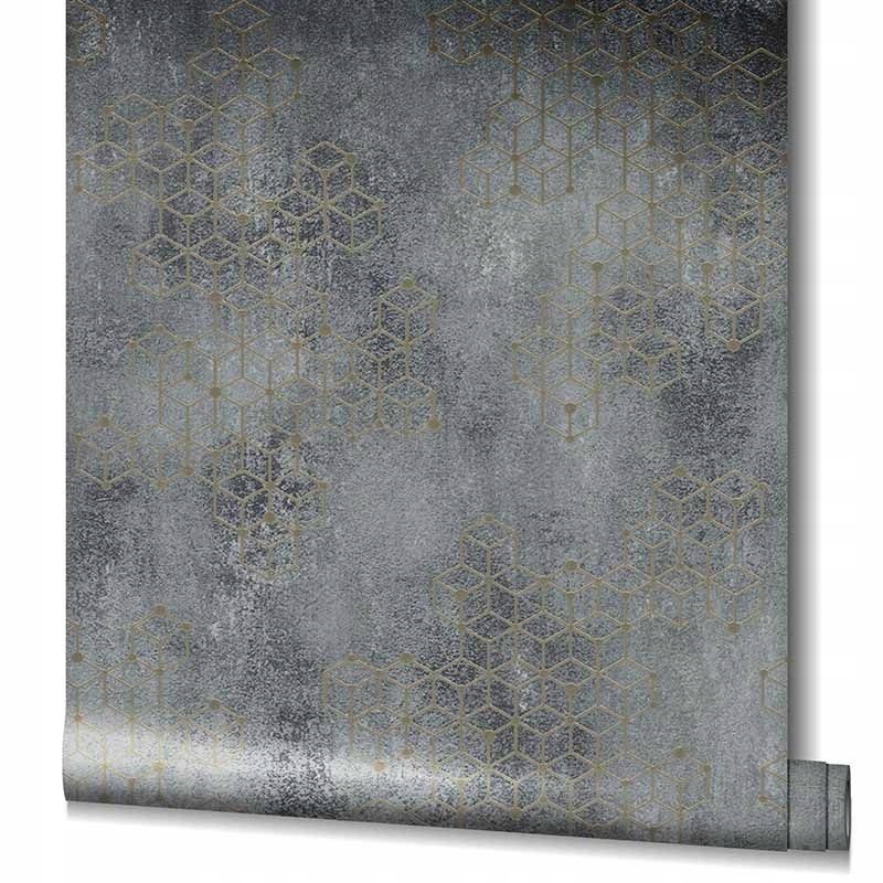 TAPETY TAPETA 3D CIEMNY BETON ZŁOTY WZÓR BRYŁY EAN (GTIN) 4046701822400