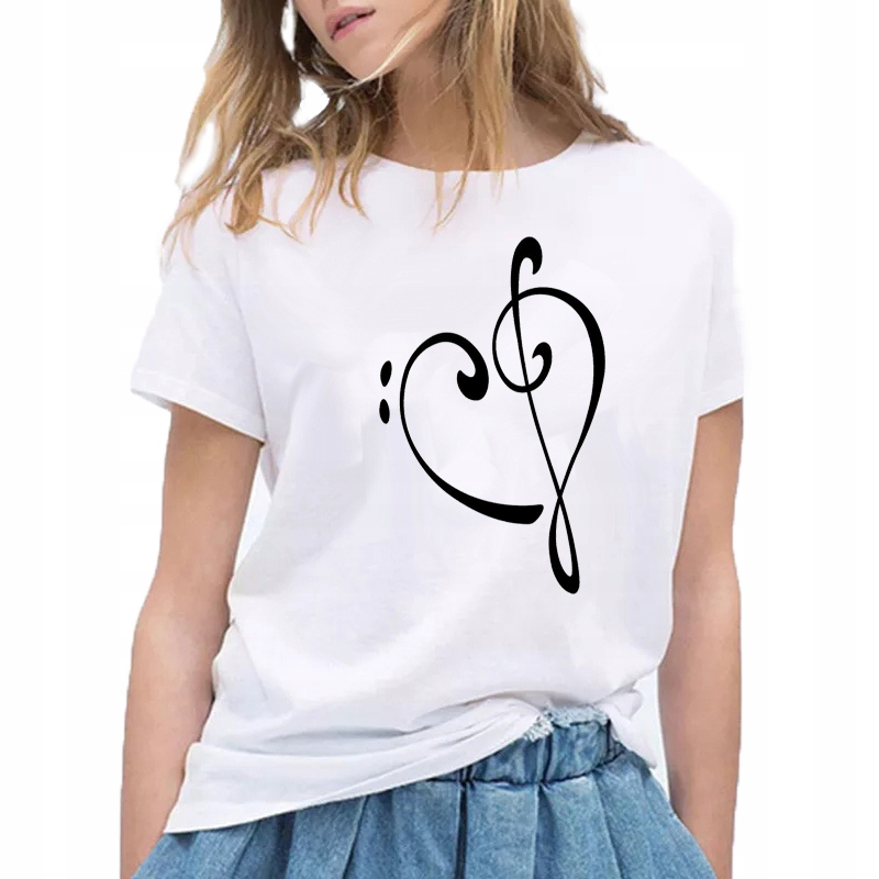 

T-shirt Koszulka Z Nadrukiem Serce do muzyki M