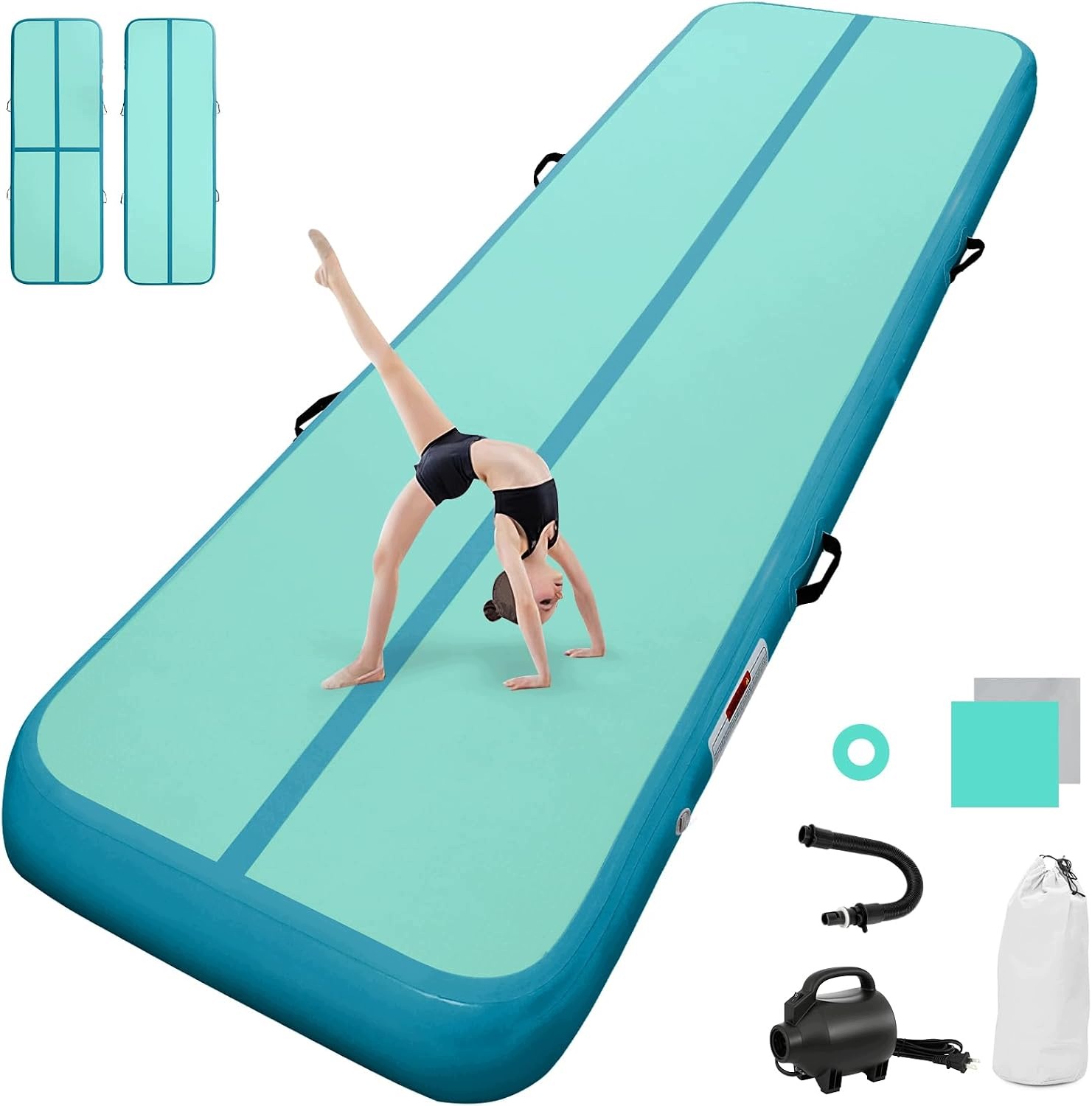 Fbsport airtrack nadmuchiwana mata gimnastyczna do ćwiczeń, 2m x 10cm x 1m