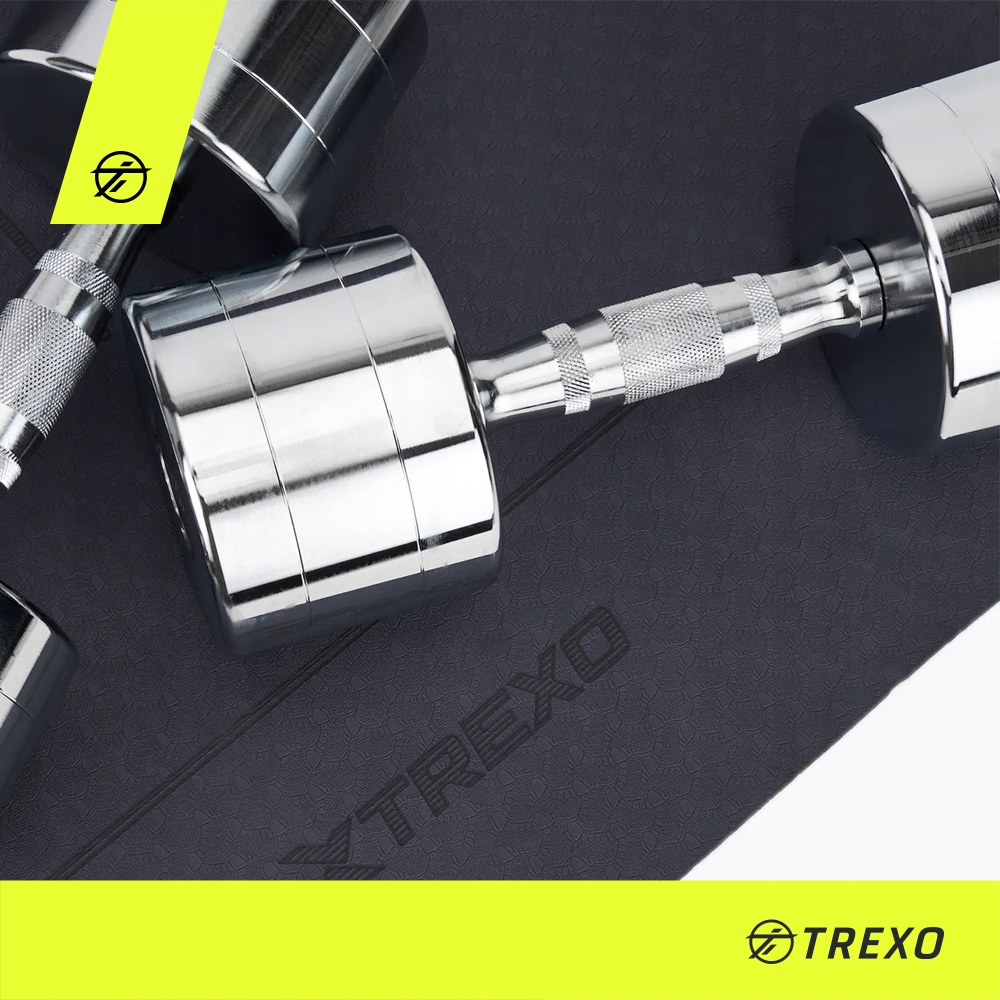 Hantle chromowane TREXO 2x8 kg srebrny 8 kg STALOWE WSZECHSTRONNE KOMAKTOWE Kod producenta TRX-CHD008