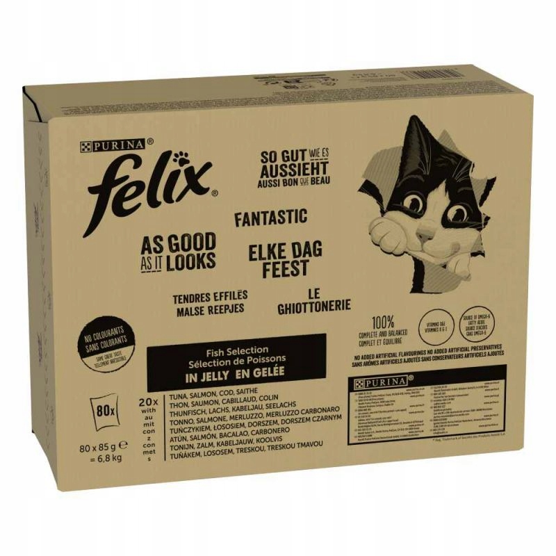 Felix Classic v želé a omáčce 80 x 85 g rybí mix