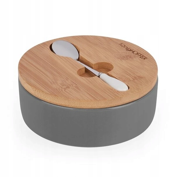 CUKIERNICA Z POKRYWKĄ BAMBUSOWĄ I ŁYŻECZKĄ SZARA