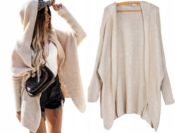 CIEPŁY KARDIGAN NARZUTKA SWETER KAPTUR KOLORY K45 Marka Modaistyl