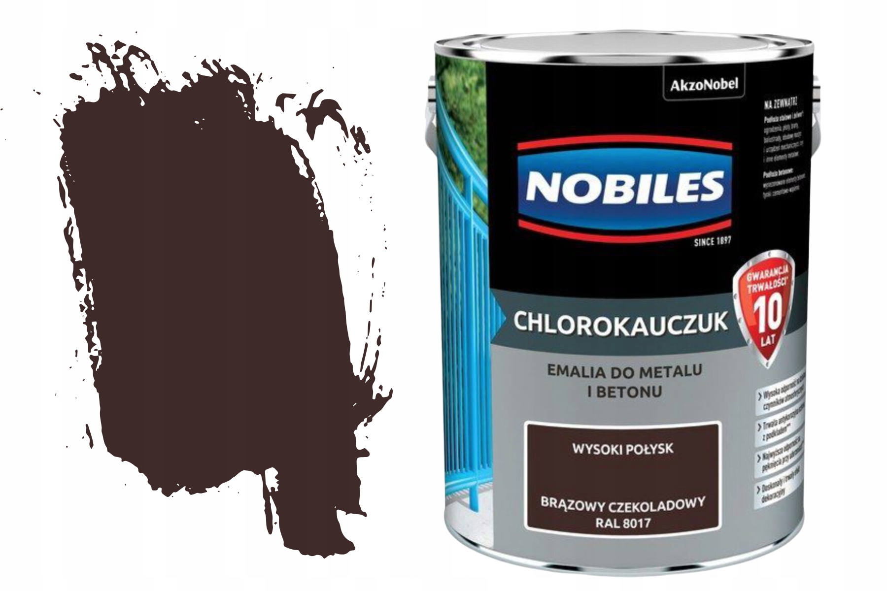 Farba do Metalu Drewna Ral 8017 Antykorozyjna Na Rdzę 5L Chlorokauczuk