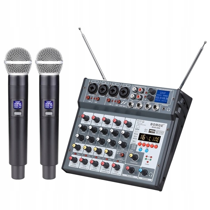 Audio Rozhraní Mixážním Pultem Stereo Streamovací Sada 2X Bomge Mikrofon Pro