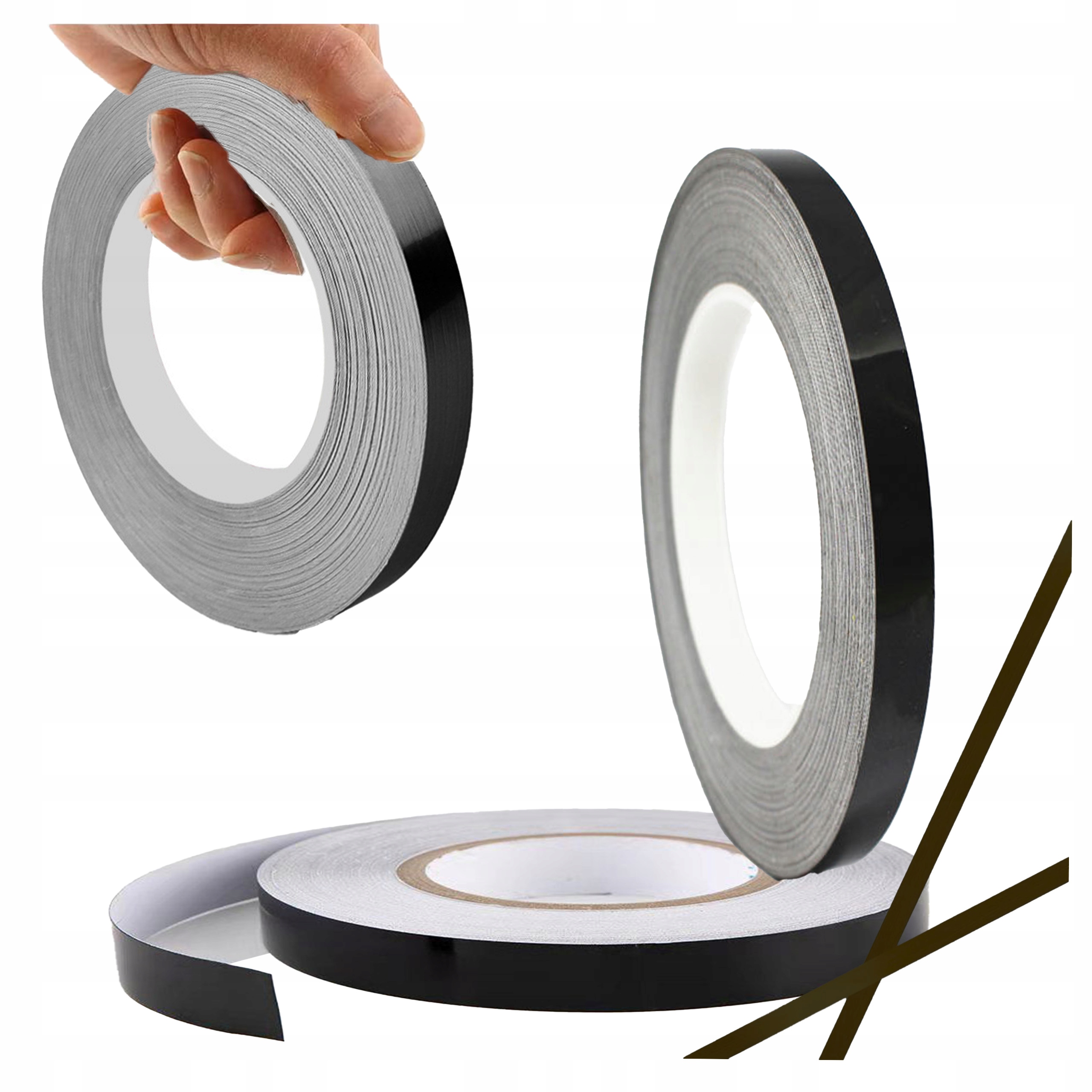 LISTWA TAŚMA CZARNA METALICZNA SAMOPRZYLEPNA OZDOBNA DO WNĘTRZ ŚCIAN DEKOR