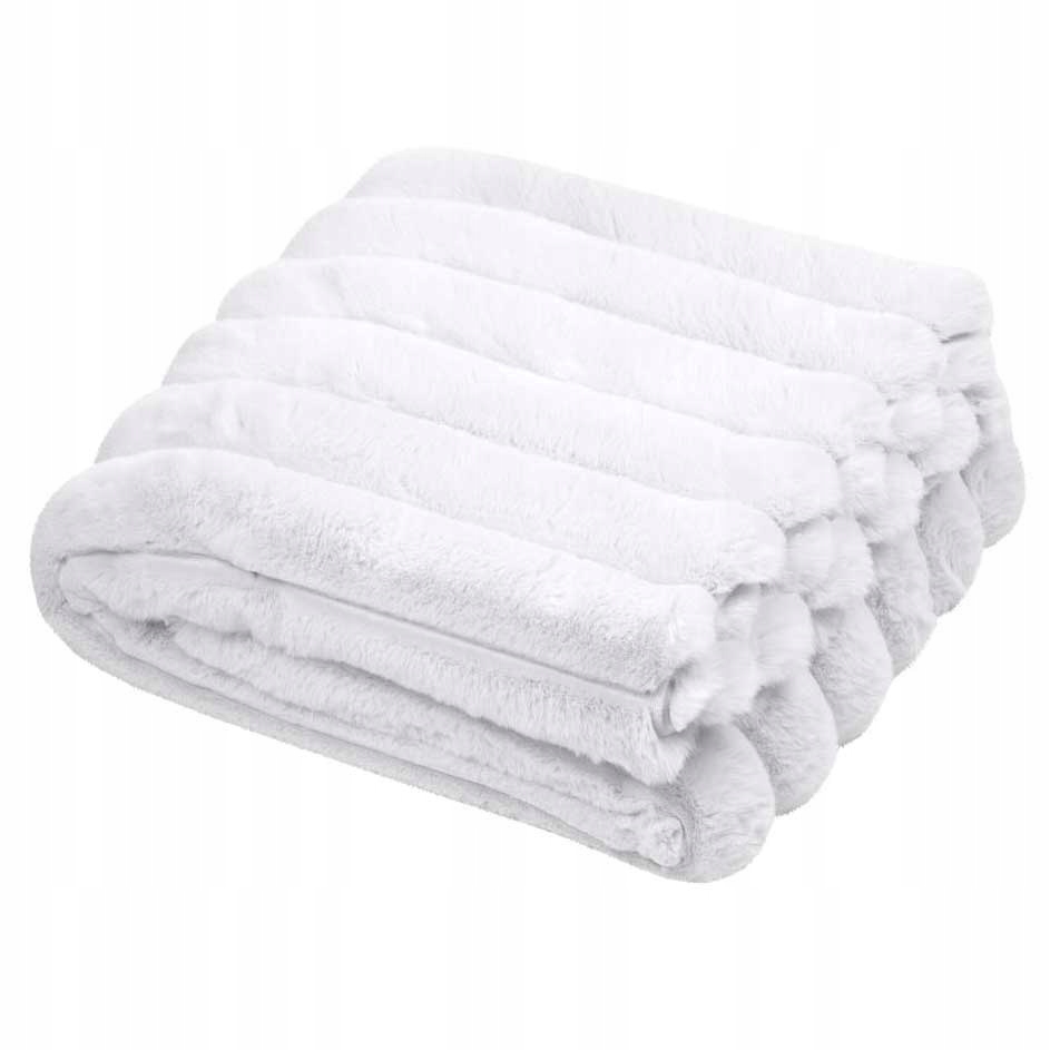 Fleecová Deka 130 X 160 CM, Polyester, Bílá, S Tlustými Proužky