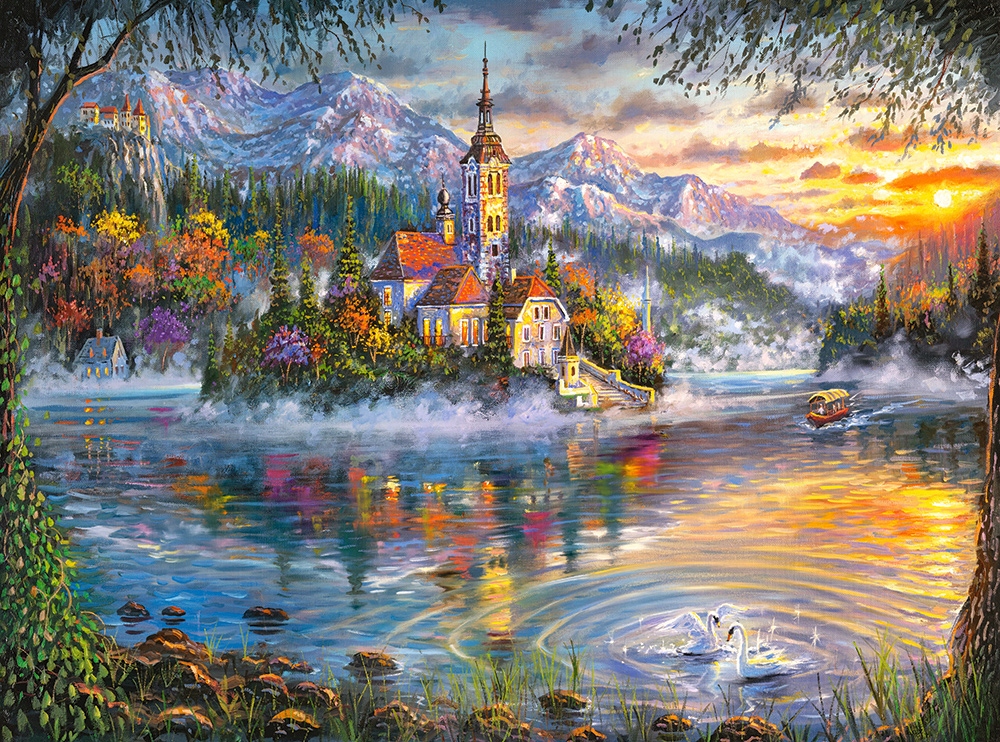 

Puzzle 3000 Obraz Widok Góry Zamek Staw 9+ Castor