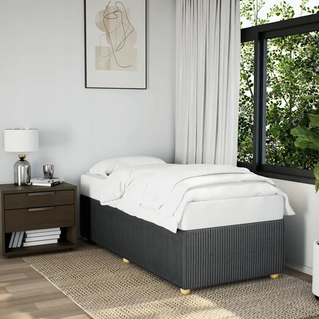 vidaXL Rám postele bez matrace tmavě šedý 90 x 200 cm textil