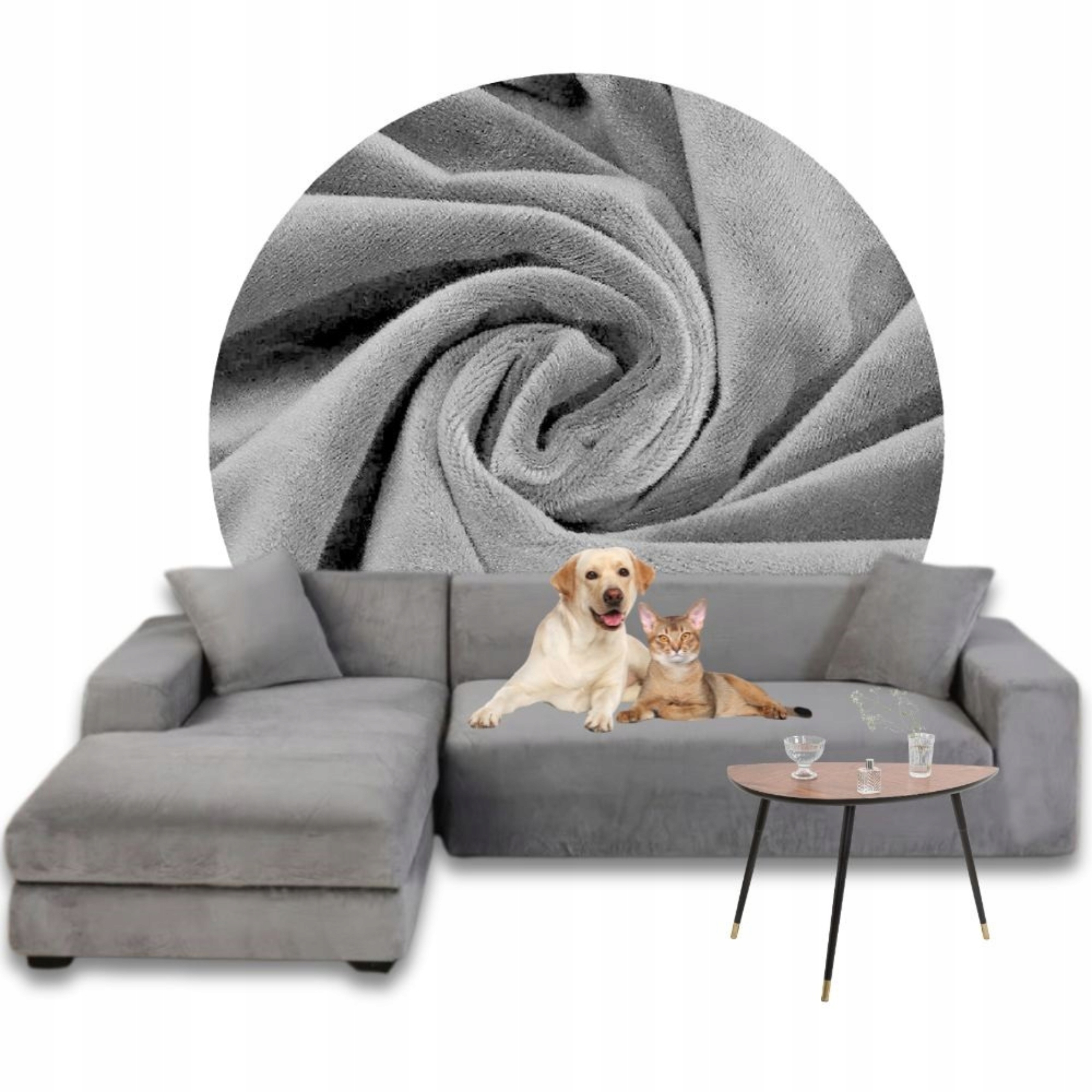 Potah Na Rohovou Pohovku Pohovka Velur Premium Plyš Levý 3+3OS Oeko-tex