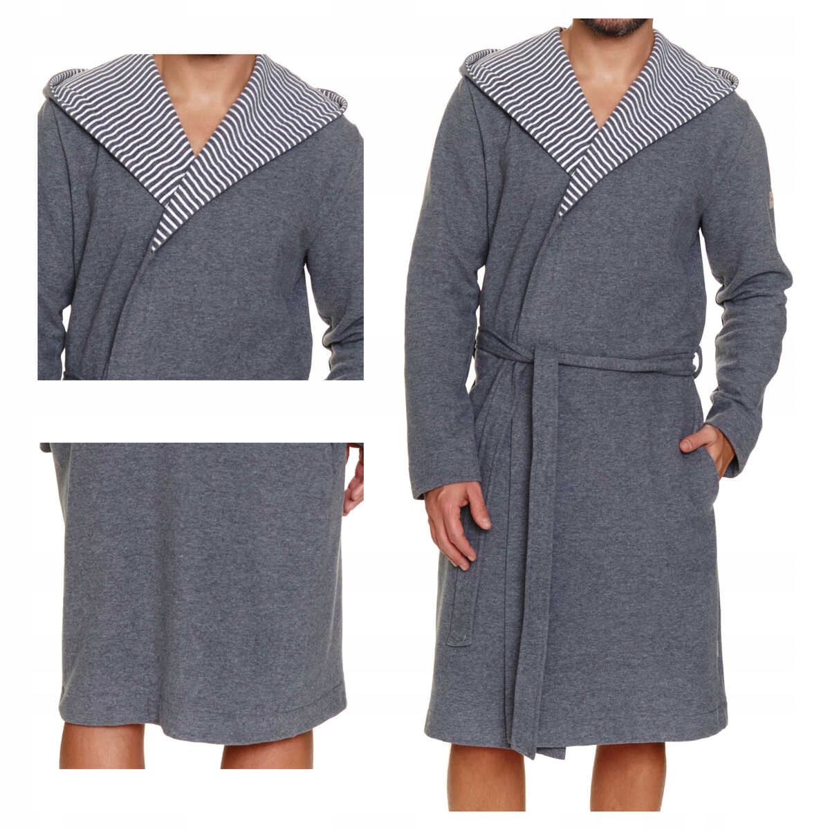 Doctornap Pánský župan s kapucí z bavlna Smw 7230 tmavě šedý plus 2XL