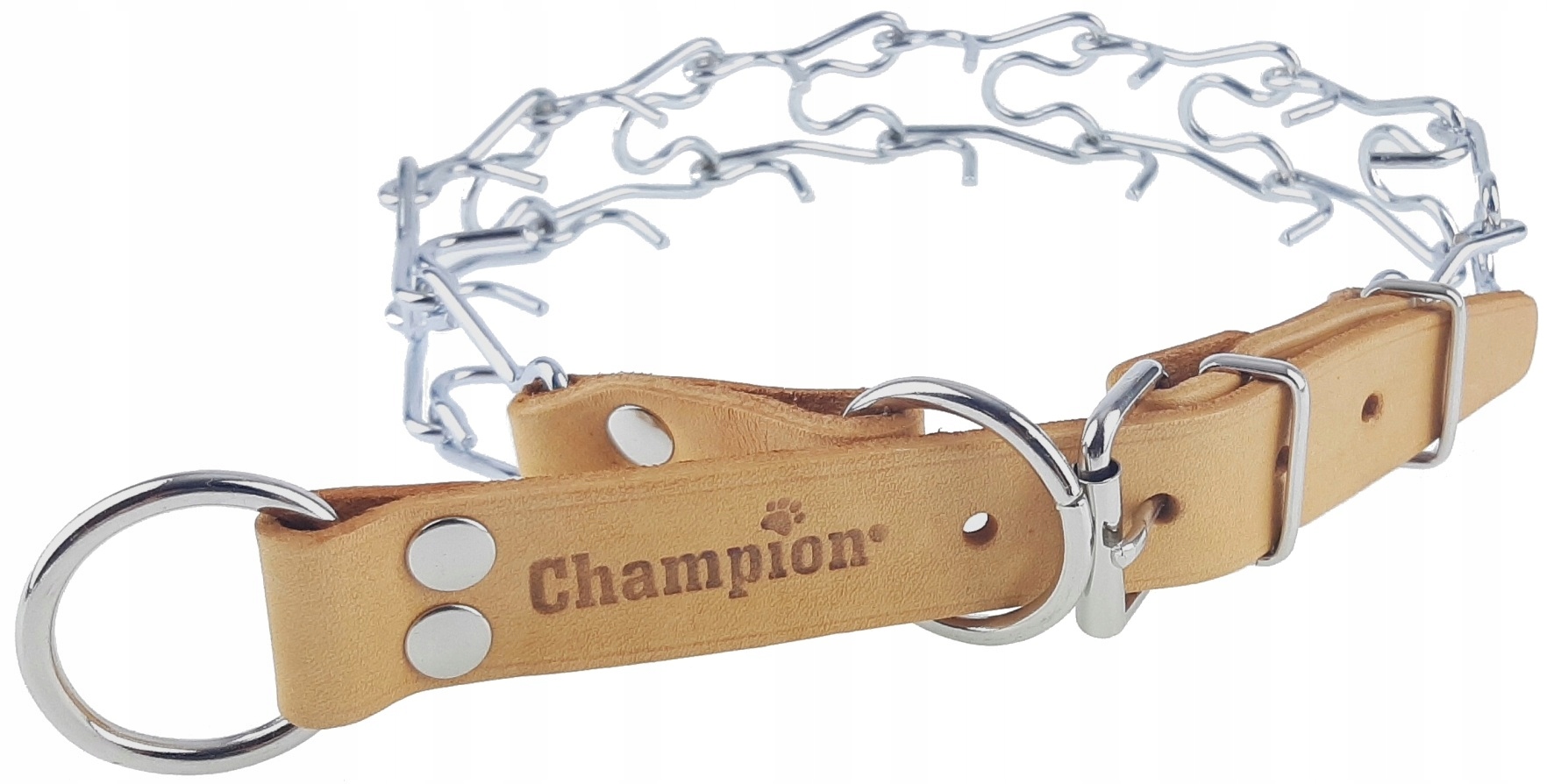 Levně Ostnatý Obojek pro psa z Polska kůže Výrobce Champion R2 Orange