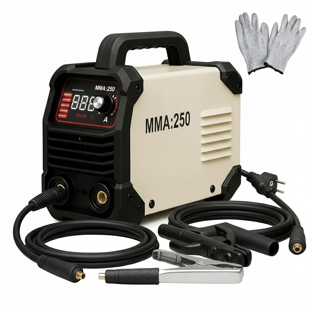 Invertorová Svářečka Mma 250A 230V Digitální Maska Držáky Euro Součástí Balení