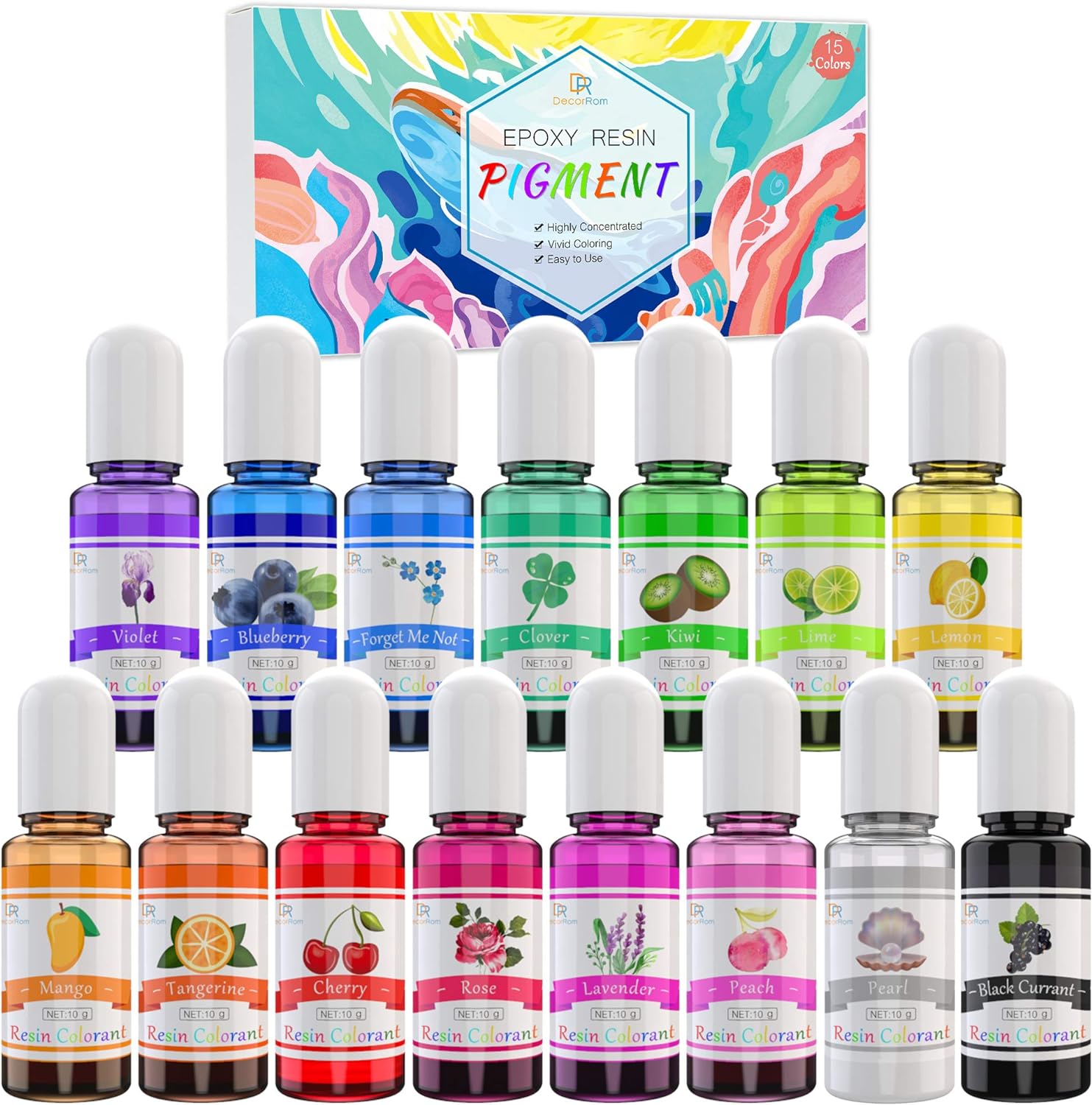 Barva z epoxidové pryskyřice Pigment 15 barev tekutá epoxidová pryskyřice