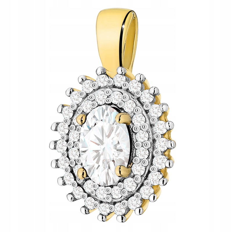 Złota Zawieszka Wisiorek pr. 585 14k Markiza Diamenty Laboratoryjne 0,59ct