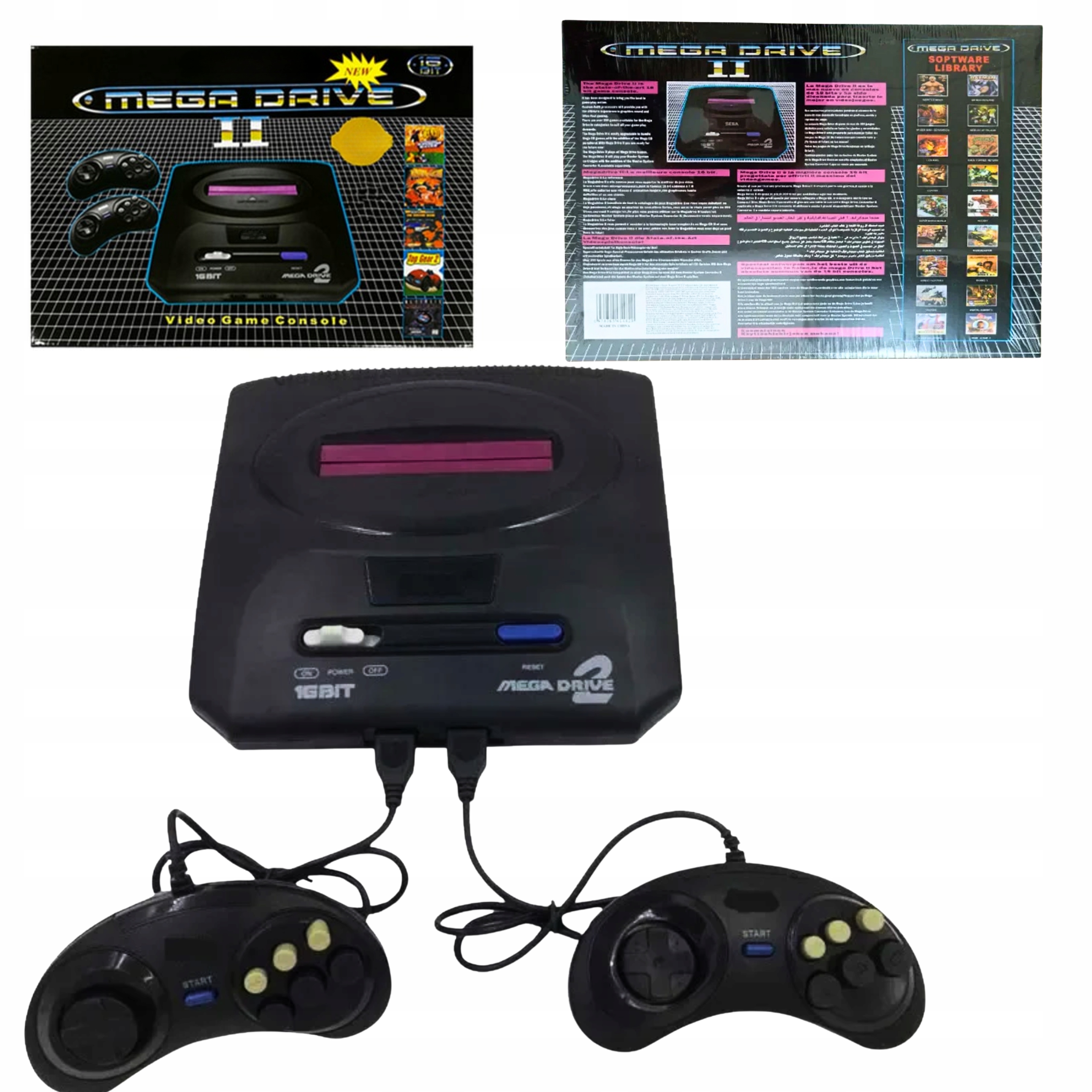 Retro konzole pro Tv 16-bit Av 2 pady Kultovní hry Plug Play Drive II