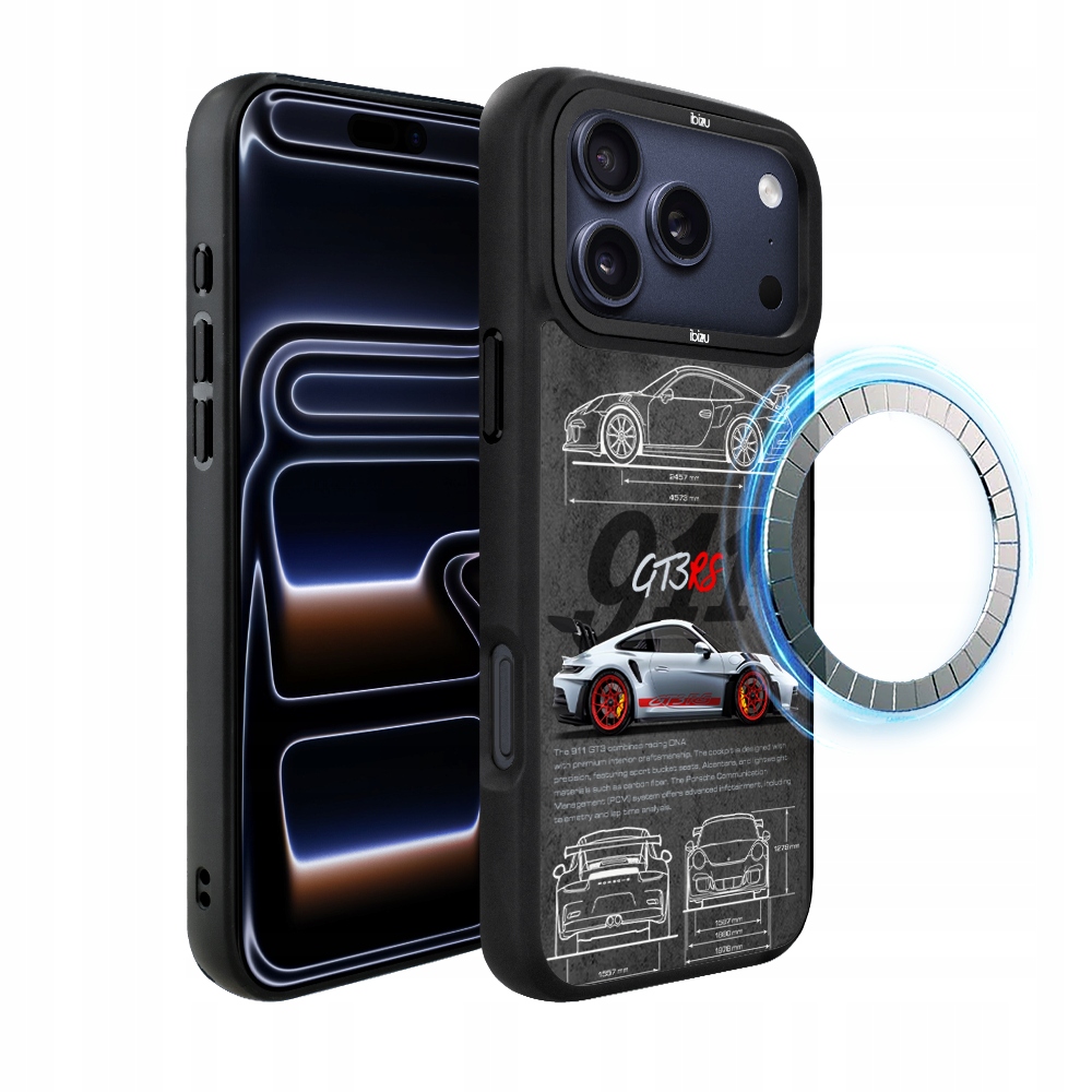 Pouzdro pro iPhone 17 Pro Ibizu DropGuard Matné s MagSafe, TechDrive, 911 GT3 Rs
