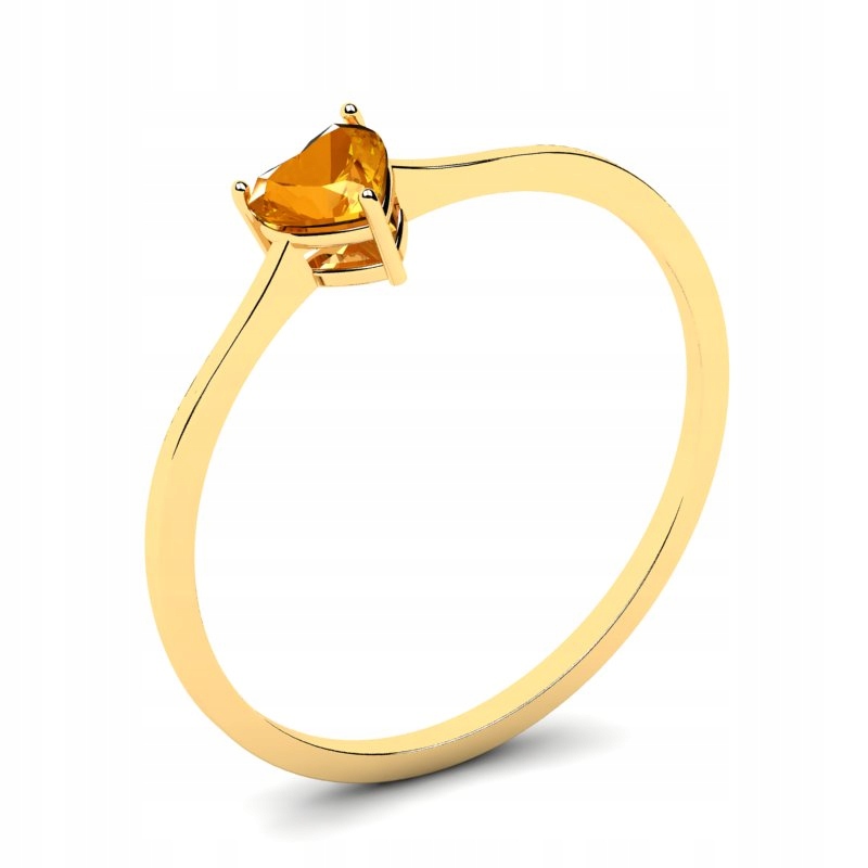 

Pierścionek Złoty Serce Z Pomarańczową Cyrkonią 4M