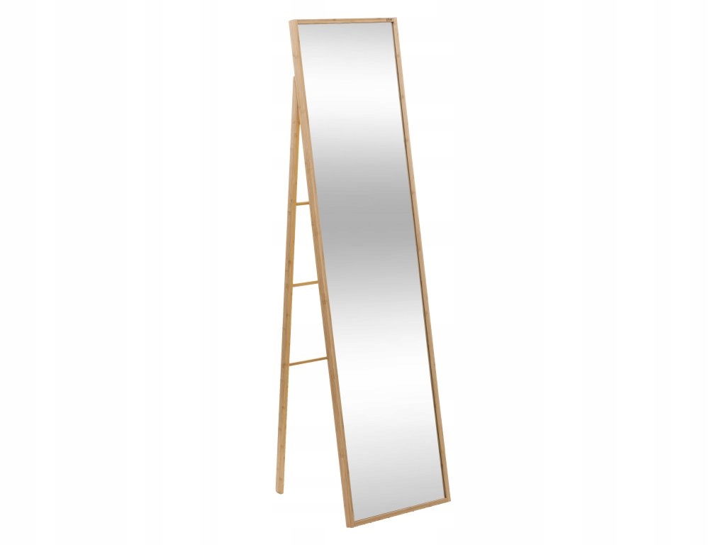 Veľké stojacie zrkadlo v bambusovom ráme, 41 × 160 cm
