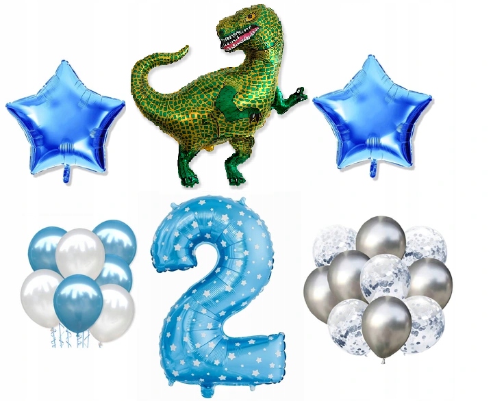 

Mini Zestaw Tyranozaur Dinozaur 2 Urodziny Balony