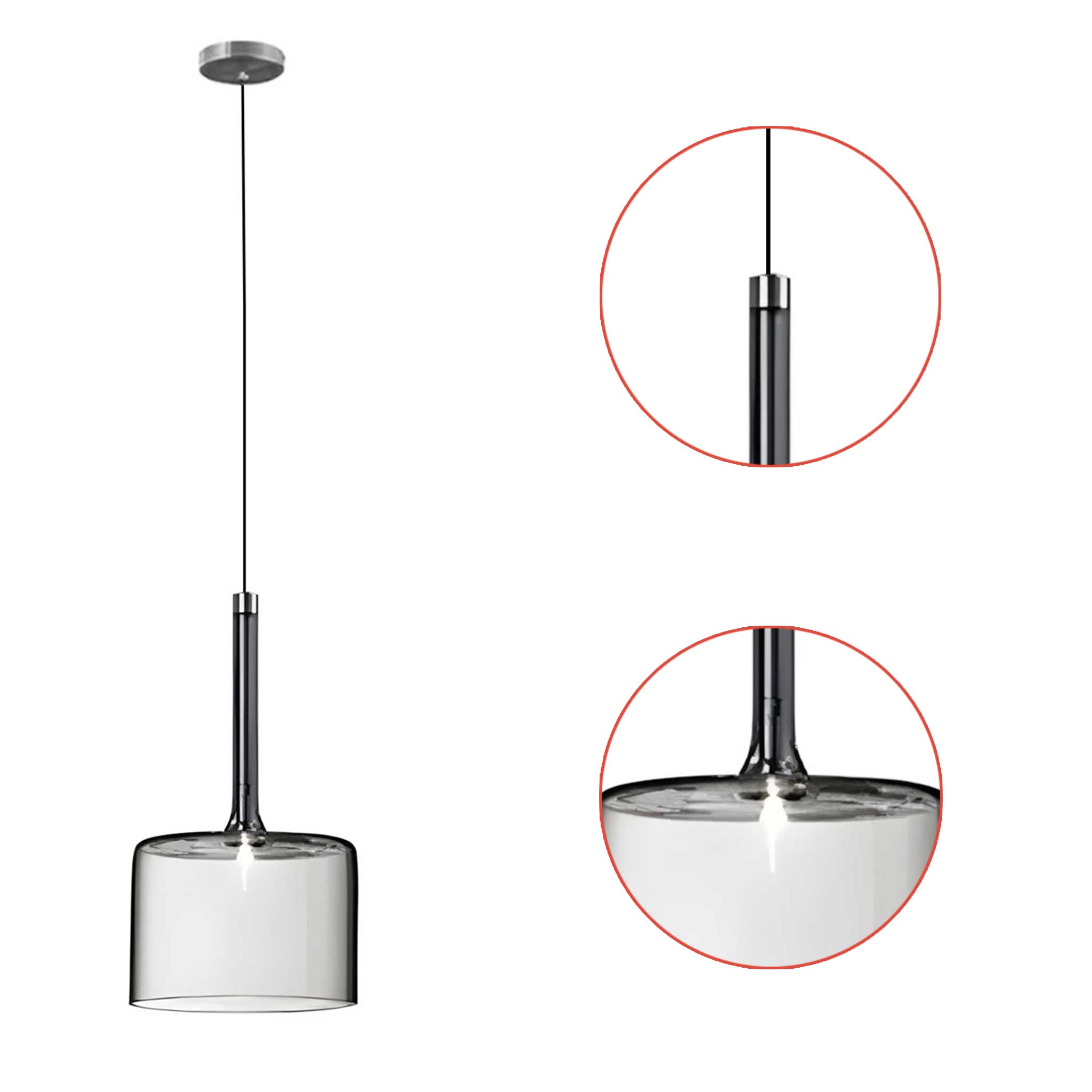 Závesná sklenená lampa G4 Led Šedé sklo Zrkadlo 26 cm Amber A