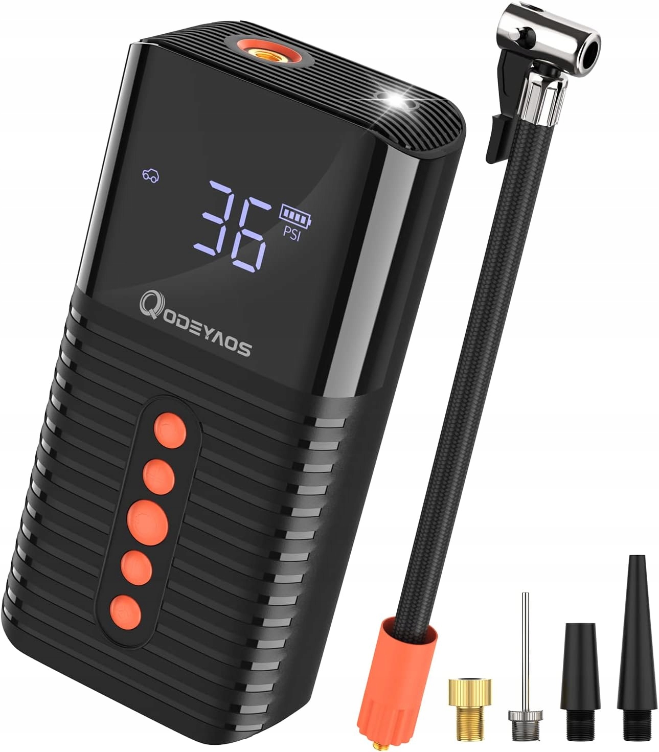 POMPKA ELEKTRYCZNA QODEYAOS KOMPRESOR SAMOCHODOWY PRZENOŚNY BEZPRZEWODOWY