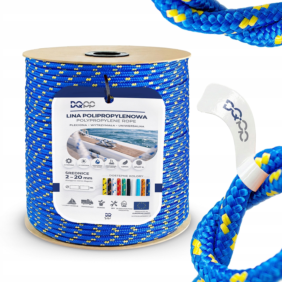 Lina Polipropylenowa 20mm Pleciona Żeglarska Uniwersalna Niebieska 20m