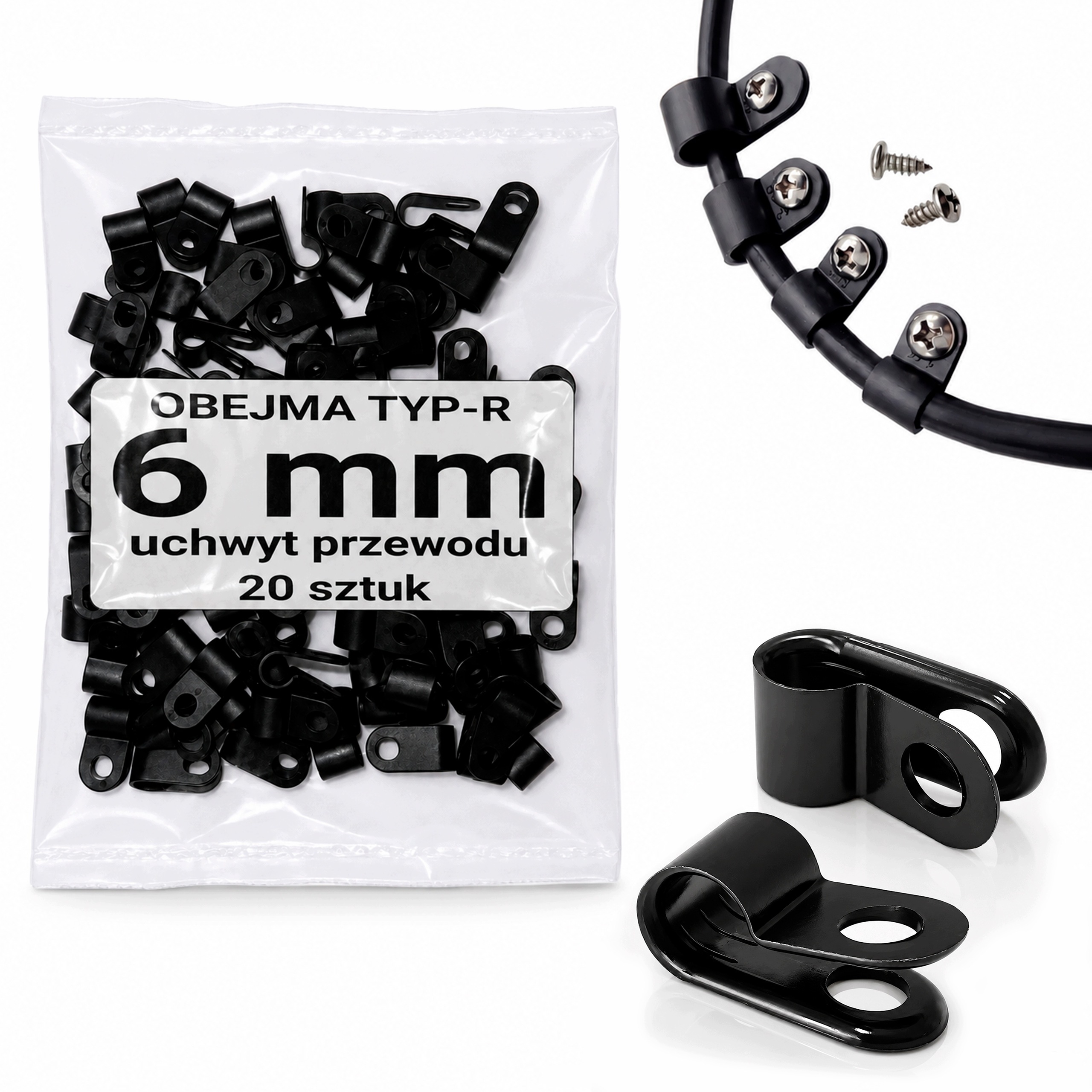 Obejma 6 mm 1/4 uchwyt kabla przewodu hamulcowego paliwa opaska zestaw 20