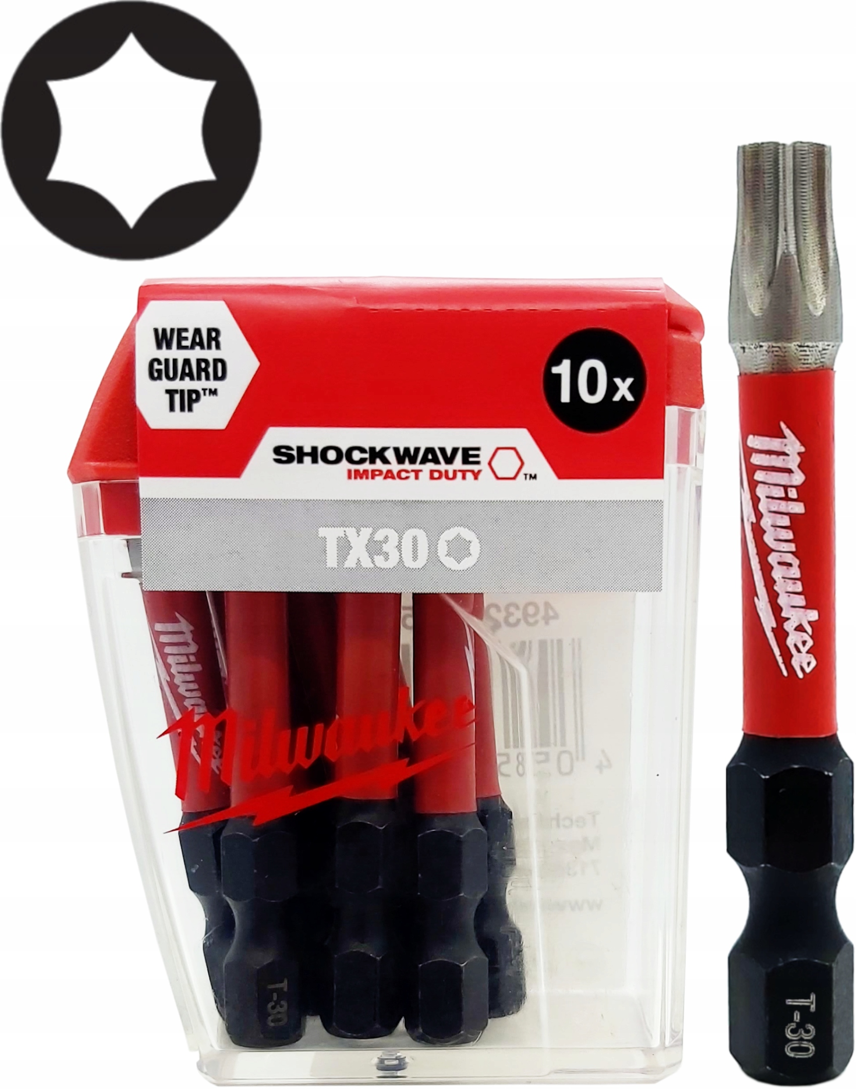 Milwaukee Úderové Bity TX30 50MM Shockwave 10 ks
