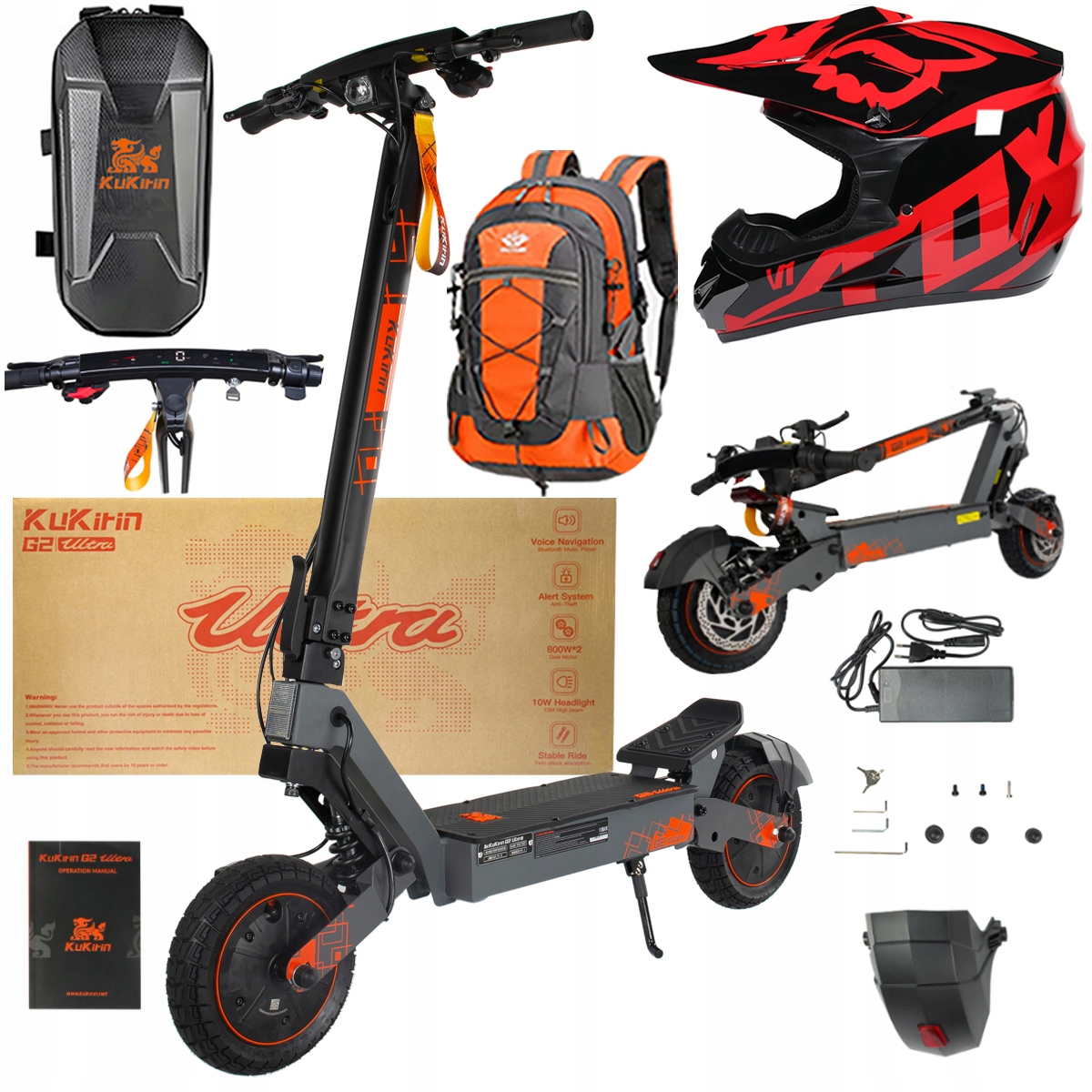 Kukirin G2 Ultra elektrické vozidlo 2000W 55km/h 55KM 48V18Ah 10" dárky