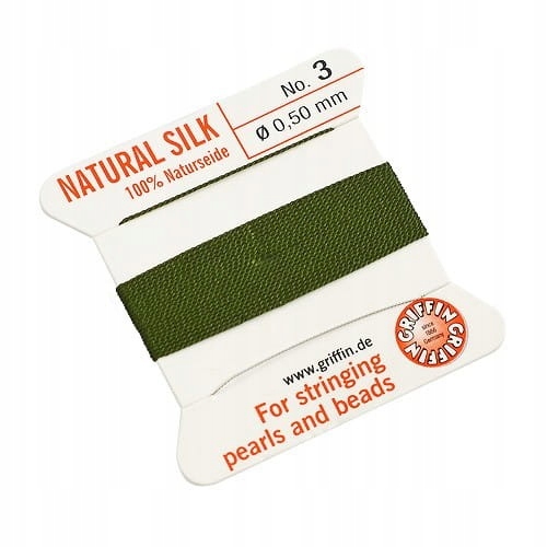 Griffin Nić jedwabna z igłą N.silk 0.5mm 2m Olive
