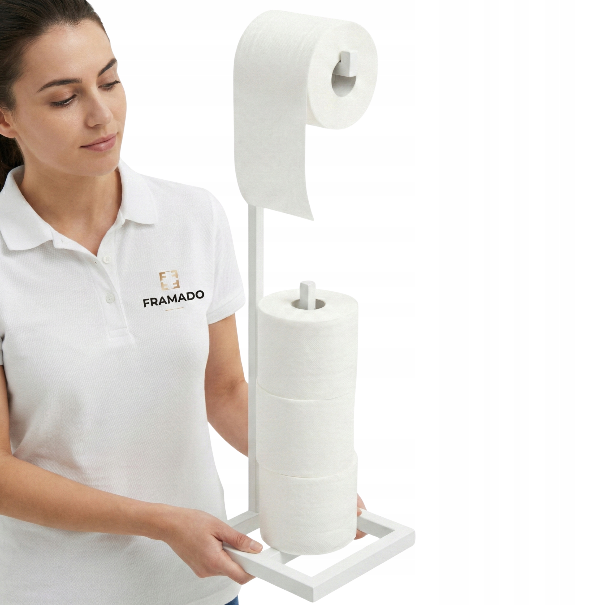 STOJAK MOCNY LOFT METALOWY UCHWYT NA PAPIER TOALETOWY BIAŁY PRODUKT POLSKI