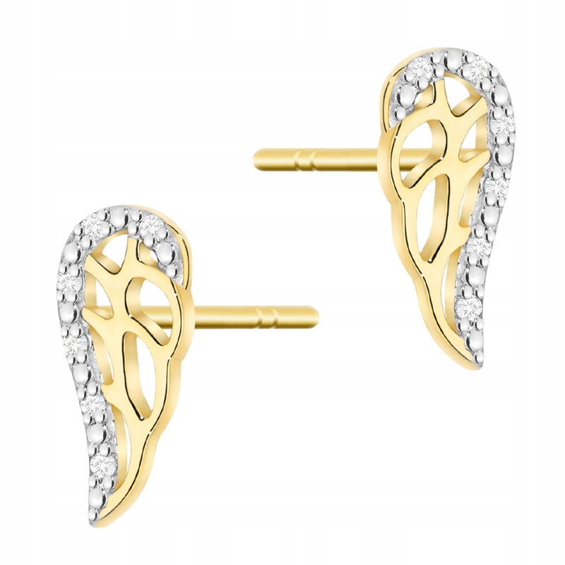 Zlaté Náušnice 585 Křídla s Brilianty 0,06 ct