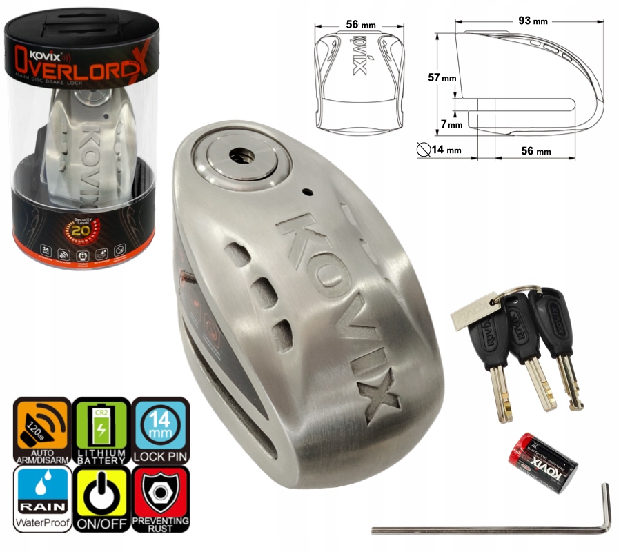 Замок з сигналом тривоги КОВІКС 120дБ гучний сталевий ключ