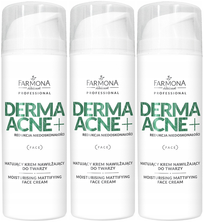 Dermaacne+ Matující hydratační krém na obličej Zklidnění pleti Farmona 150 Ml