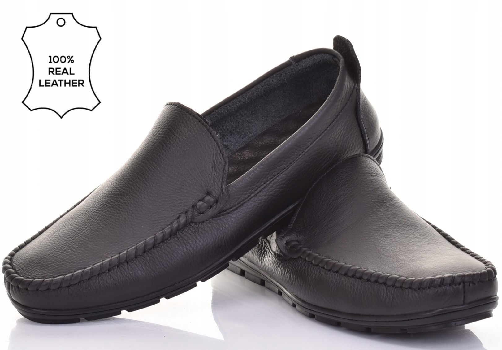 Pánské Mokasíny, Nazouvací Kožené Boty Casual, Černé