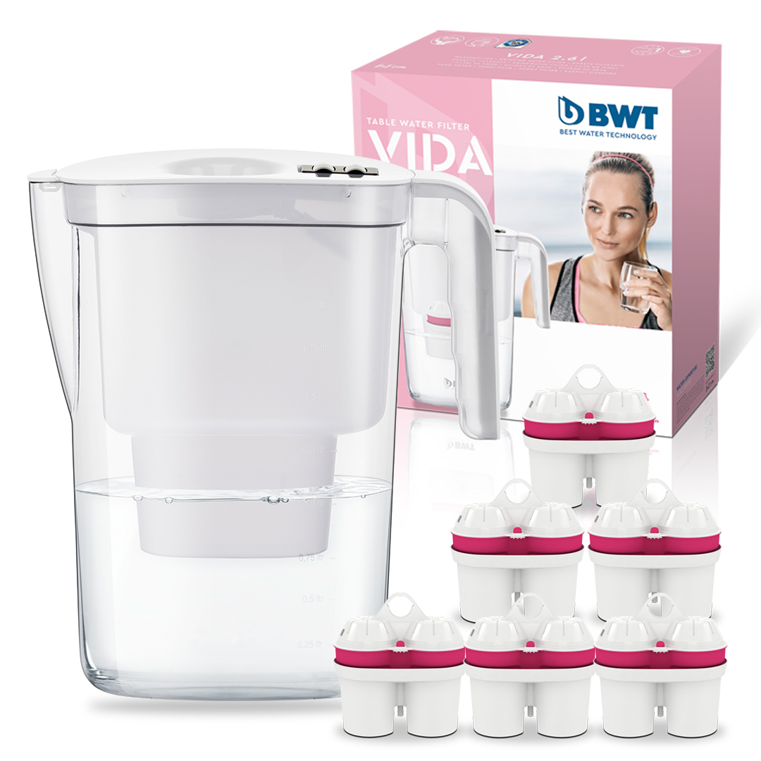 Dzbanek Filtrujący Wodę 6 Filtrów Magnez Bwt Vida Ręczny Wskaźnik 2,6L